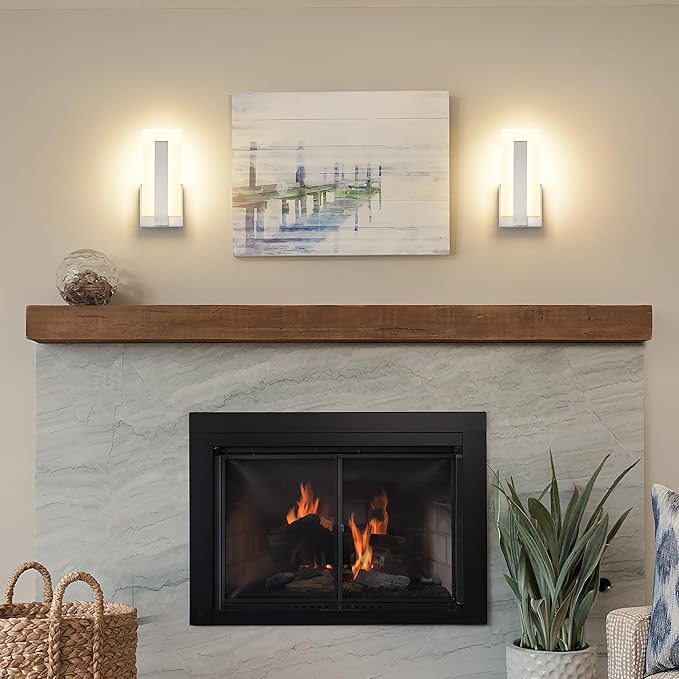 Joosenhouse Modern LED Wall Sconce Set of 2, Hardwired 3000K Warm White Light Wall Lights, 7W Up and Down Wall Mount Light, 9.76 inch Brushed Nickel Indoor Wall Sconce Wall Lighting-Ruum Studio Home