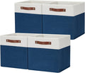 HNZIGE Cube Storage Baskets,Fabric Storage Cubes 12 x 12, Set of 4,Decorative Storage Baskets for Organizing with Handles,Blue Square Bins for Organizer Home Toy Nursery Closet(Blue White)-Ruum Studio Home