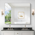 40x48inch Silver Bathroom Mirror, Silver Rectangle Mirror with Frame, Large Rectangular Wall Mirrors for Bathroom, Living Room, Hair Salon, Big Farmhouse Mirror Hang Horizontal/Vertical-Ruum Studio Home