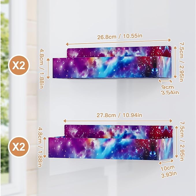 Magnetic Spice Rack for Refrigerator, Kitchen Organizer and Storage Shelf, Starry Sky(4 Pack)-Ruum Studio Home