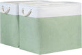 Bidtakay Large Storage Baskets for Nursery Toy Organizer Collapsible Organizing Baskets 17x12x15 In Green Canvas Bins for Organizing Set of 2 Clothes Decorative Baskets for Home Office Room Decor-Ruum Studio Home