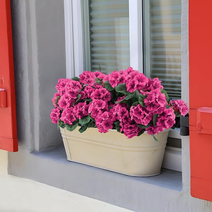 Hananona 12 Pcs Artificial Geranium Flowers for Outdoors Geranium Silk Flowers Outdoor UV Resistant Garden Plants Faux Flowers for Ptio Front Door Kitchen Table Centerpieces Home Decor (12, Rose Red)-Ruum Studio Home