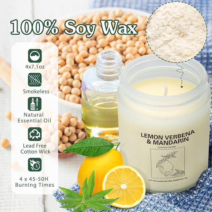 Natural Soy Wax Aromatherapy Candles - 4 Pack 7.1oz, Over 240 Hours Burn Time, Scented Candles Gifts for Women - Lavender-Ruum Studio Home