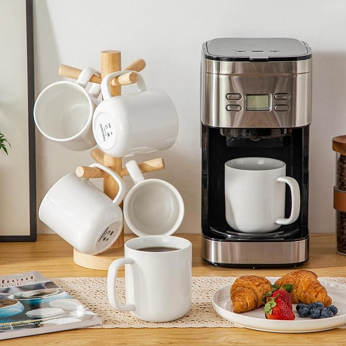 vancasso Porcelain Coffee Mugs Set, 16 oz Ceramic Coffee Cups for Americano Hot Tea Iced Coffee Cold Brew Cocoa Milk Mugs Set of 6, Dishwasher & Microwave Safe, White-Ruum Studio Home