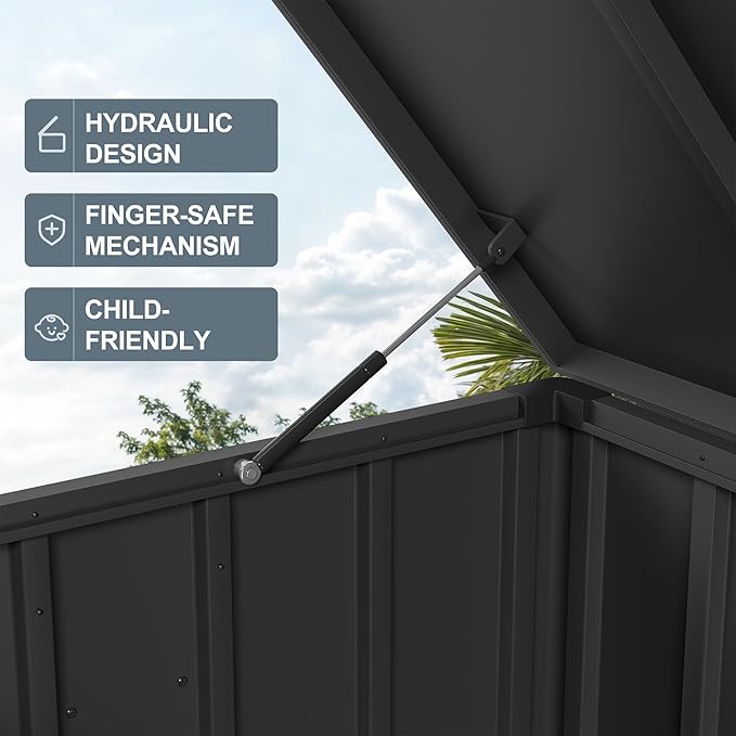 PURPLE LEAF Outdoor Deck Box 150 Gallon Waterproof Lockable Storage Box Container with Lid Deck Organization for Patio Cushions Side Table Pool Accessories Garden Tools, Gray-Ruum Studio Home