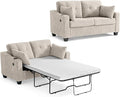 CHIC HOUSE Pull Out Sofa Bed, Full Size Sleeper Sofa, 2-in-1 Convertible Corduroy Couch with USB Charging, Memory Form Couch for Living Room, Apartment and Small Space (Beige, Corduroy - Full Size)-Ruum Studio Home