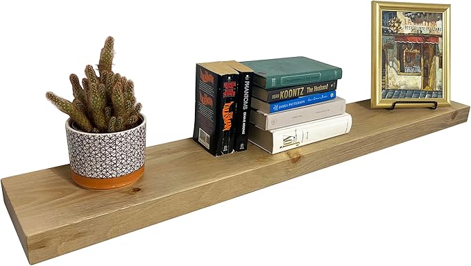 joelsantiques - 54 Inch Wooden Floating Shelves for Wall - 54x6x2 in - Made of Natural Wood - Long Heavy Duty Rustic Wall Shelves for Bedroom - Perfect for Living Room, Kitchen - Natural-Ruum Studio Home