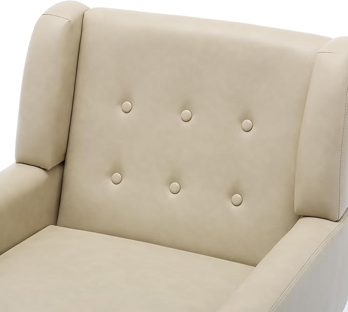 UIXE Faux Leather Accent Chair, Modern Arm Club Chair Upholstered Armchair for Living Room, Comfy Single Sofa Seats Button Tufted Reading Seating, Cream-Ruum Studio Home