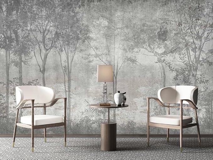 WFBHUA-Vintage Forest Woodland Mural Wallpaper Gray Old Wall Tree Wallpaper for Bedroom Living Room(Not Peel and Stick)-Ruum Studio Home