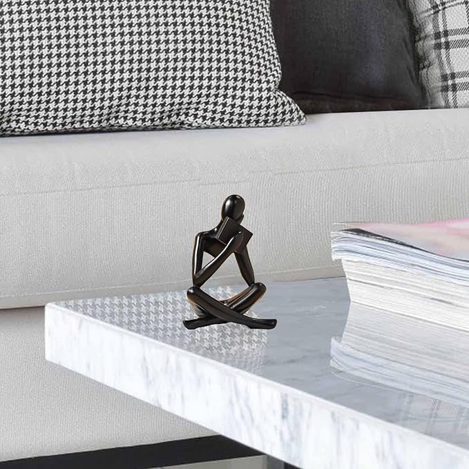 Bookshelf Decor Thinker Statue - Abstract Style Thinker Sculptures Modern Aesthetic Figurine Decoration Statues for Home Decor-Right Thinking-Black-Ruum Studio Home