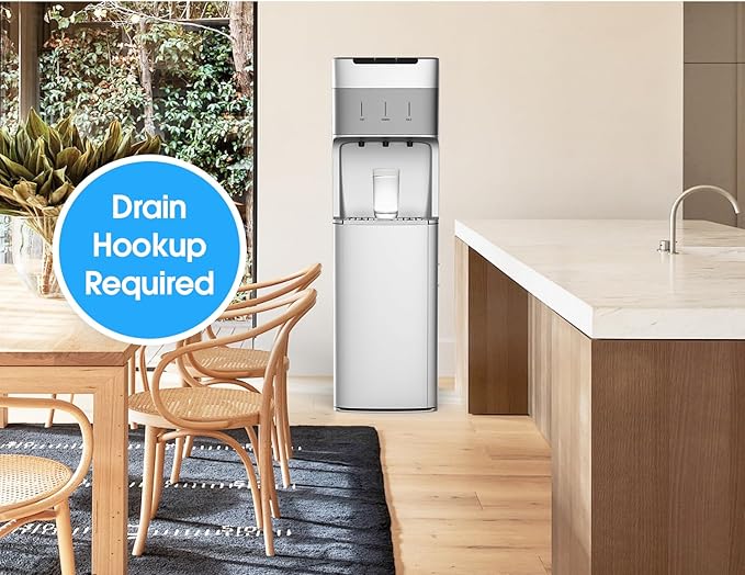 Self Cleaning Bottleless Water Cooler Dispenser with 4 Stage Water Filter 3 Temperature Settings Silver-Ruum Studio Home