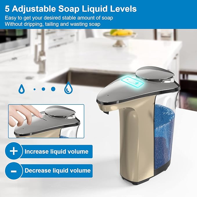 Automatic Soap Dispenser, Touchless Dish soap Dispenser 17oz/500ml with Upgraded Infrared Sensor, 5 Adjustable Soap Dispensing Levels, Liquid Hand soap Dispenser for Bathroom & Kitchen-Ruum Studio Home