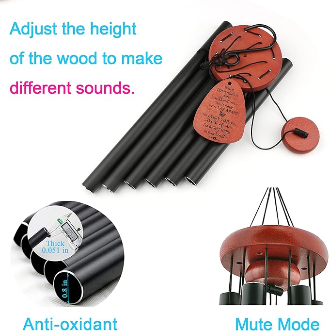 Memgift Memorial Wind Chimes for Outside – Sympathy Gift for Loss of Loved One, Outdoor Keepsake in Memory of Dad or Mom-Ruum Studio Home