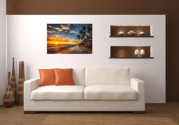 DZL Art S74769 Canvas Painting Print Paradise Tropical Island Beach with Palms Photograph Print Nature Pictures Wall Art Canvas Prints Painting for Living Room Bedroom Decor Office Wall Decor-Ruum Studio Home