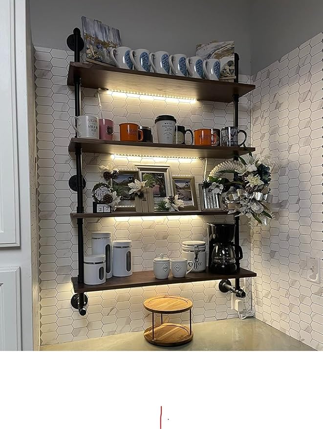 ROGMARS Floating Shelves for Wall,Solid Wood Shelves Industrial Pipe Shelving 36inch for Wall Decor,Kitchen,Living Room-Ruum Studio Home