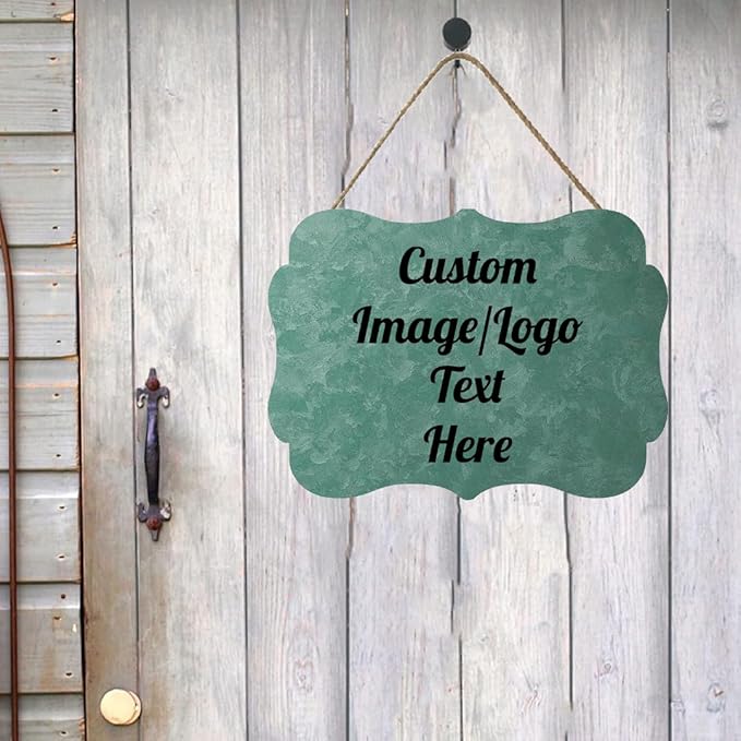 Personalized Wooden Welcome Sign Front Door Decor Personalized Home Sign Door Decorations Customized Image/Text Hanging Door Sign Farmhouse Decorations for Home Office 11.2 * 8 Inch-Ruum Studio Home