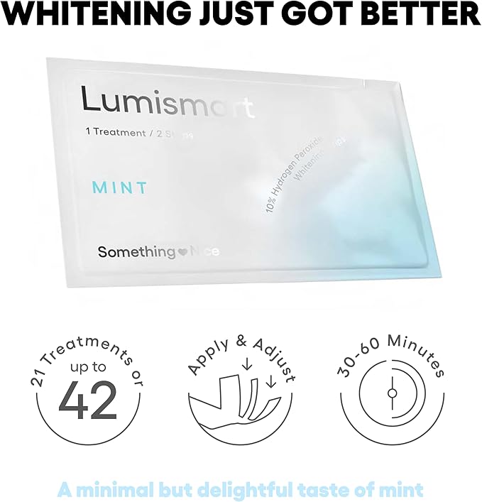 Something Nice Lumismart Whitening Strips - Dentist-Designed, Enamel Safe, up to 42 Treatments with Smart Adjust - Teeth Whitening Strips in Mint for Sensitive Teeth-Ruum Studio Home