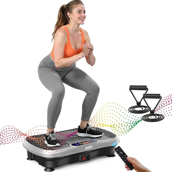 AXV Vibration Plate Fitness Platform Exercise Machine Vibrating Lymphatic Drainage Shaking Full Body Shaker Workout Vibrate Stand Shake Board Sport Gym for Weight Loss Fat Burner for Women Men-Ruum Studio Home