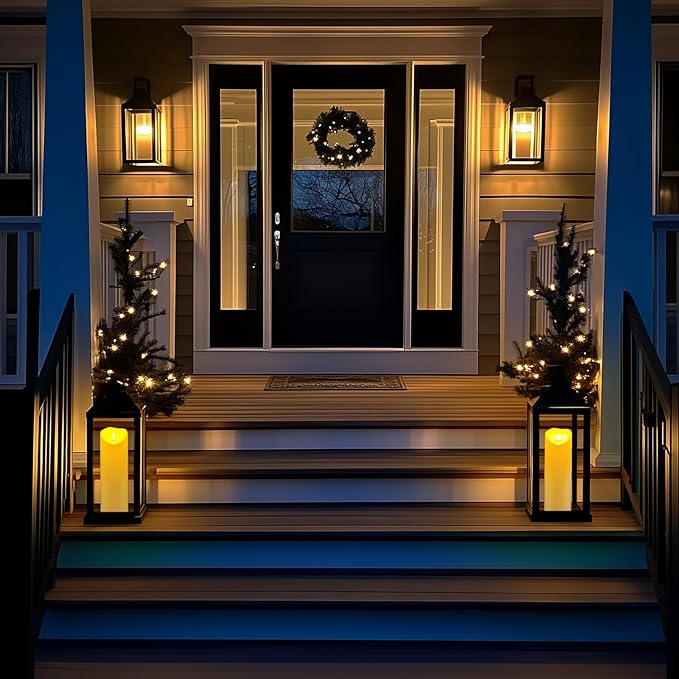 Homemory 4"x12" Outdoor Waterproof Flameless Candles with Timers and Remote Control, Battery Operated Candles, LED Plastic Candles, Dark Ivory, Set of 2-Ruum Studio Home