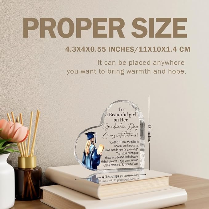 Graduation Gift 2025 Graduation Gifts Cool Graduation Gifts Gifts College Graduation Gifts Graduation Gifts For Her High School Graduation Gifts Personalized Graduation Gifts Acrylic Heart for Her-Ruum Studio Home