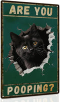 ALKB Are You Pooping Signs Funny Black Cat Sign for Bathroom Wall Decor, Vintage Cat Gift 8 x 12 Inch-Ruum Studio Home
