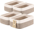 Small Storage Baskets for Organizing | Closet Organizer Bins | Shelf Toy Basket | Woven Rope Baskets | Cube Decorative Box | Shallow Basket | 11.5x7.5x4.7” | 4 Packs White Brown-Ruum Studio Home