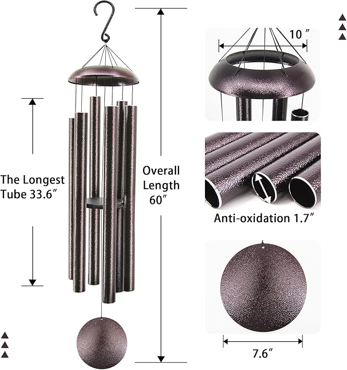 ASTARIN 60" Extra Large Outside Metal Wind Chimes with Deep Tone, Outdoor for Patio Balcony Garden Yard Decoration-Ruum Studio Home