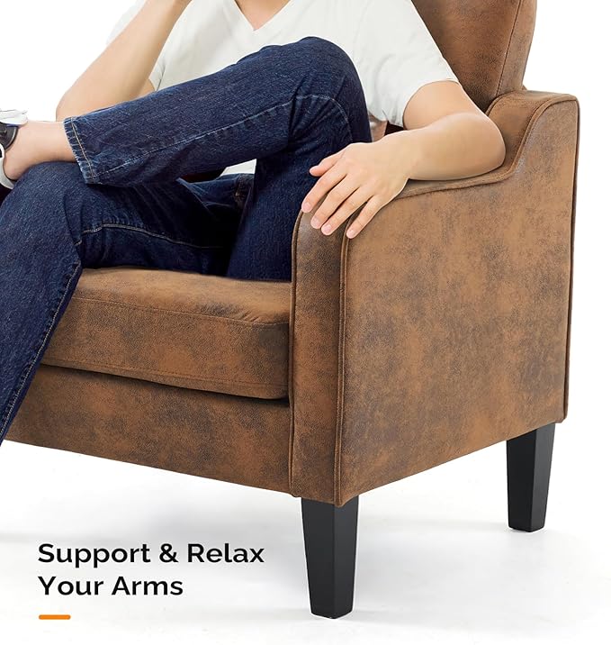 VINGLI Accent Chair for Living Room Chairs Rustic Reading Chair for Bedroom Scooped Arm Chair Mid Century Modern Accent Chairs Upholstered Comfy Chair for Apartment, Waiting Room-Ruum Studio Home