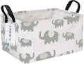 Rectangular Folding Laundry Basket, waterproof Canvas Basket,gift basket,Suitable for children's room,Office,Clothes,Toys Storage (Grey Elephant)-Ruum Studio Home