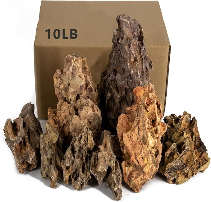 Dragon Rocks Aquariums Stones Natural Rocks for Aquascaping, Aquariums, Terrariums, Vivariums Decorative Stone,Reptile Enclosures,Paludariums,and Gardens-10LB（2 to 7 inch）-Ruum Studio Home