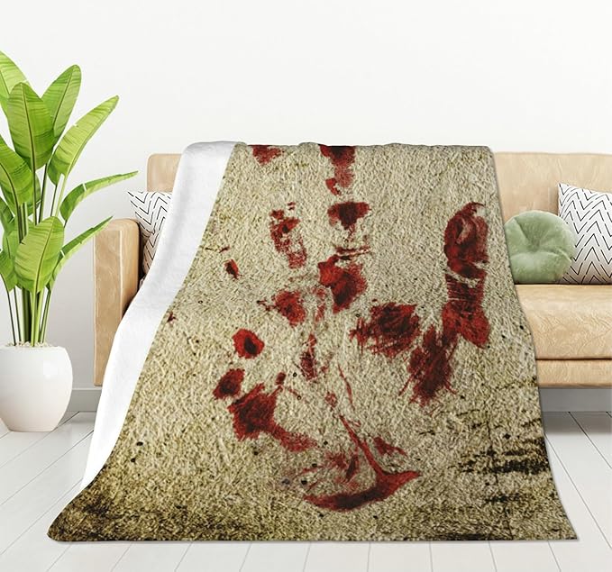 HGOD DESIGNS Bloody Hand Flannel Fleece Bed Blanket Throw Blanket Lightweight Cozy Plush Blanket for Bedroom Living Rooms Sofa Couch 40"x50"-Ruum Studio Home