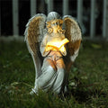 Angel Statue Outdoor Decor, Elegant Angel Garden Statues Reading Book with Solar LED Lights Yard Decorations Lawn Ornaments Figurines Resin Sculpture for Outside, Angel Gardening Gifts-Ruum Studio Home