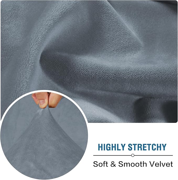 H.VERSAILTEX Velvet Stretch Individual Couch Cushion Cover Plush Cushion Slipcover for Loveseat Sofa Cushion Furniture Protector Seat Cushion Sofa Cover (1 Piece Sofa Cushion Cover, Stone Blue)-Ruum Studio Home