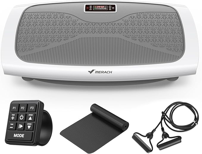 MERACH Vibration Plate Exercise Machine, 3D & 4D Vibration Plate with 2 Tension Ropes LED Display, Whole Body Vibration Platform for Women Men, Exercise Equipment for Home-Ruum Studio Home