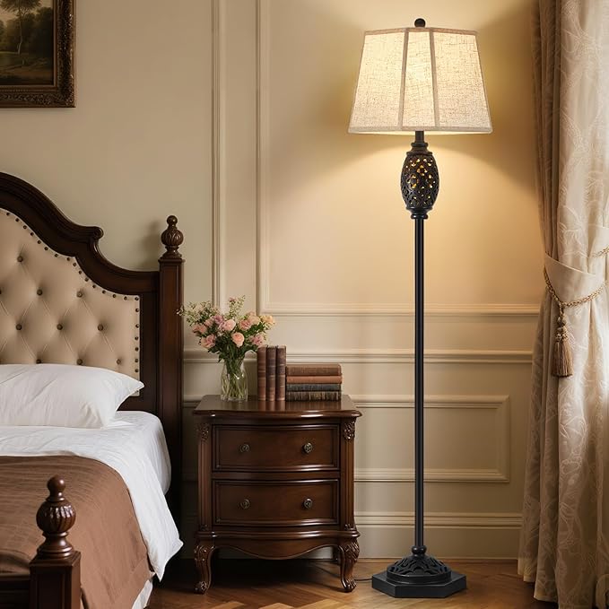 Luvkczc Vintage Floor Lamp with Cutout Design & Glowing Light - Resin Elegant Standing Lamp for Living Room, Bedroom, Office (Includes Bulb)-Ruum Studio Home