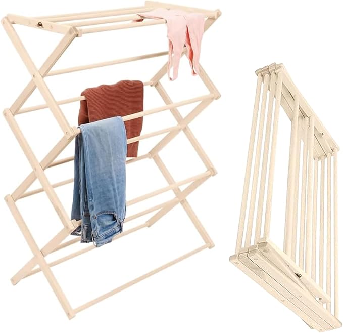 Pennsylvania Woodworks Premium American Maple Clothes Drying Rack - Handcrafted in Pennsylvania - Solid Wood Construction, Collapsible, Eco-Friendly Laundry Solution (Large)-Ruum Studio Home