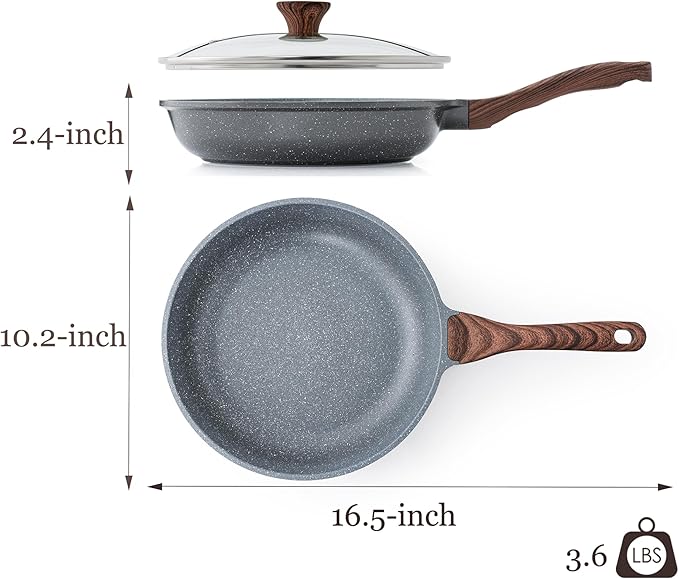 SENSARTE Nonstick Frying Pan Skillet with Lid, Omelet Pan with Cover, Healthy Cooking Chef's Pan, Kitchen non stick Pan, Free of Intentionally Added PFOA (10inch + Glass Lid)-Ruum Studio Home