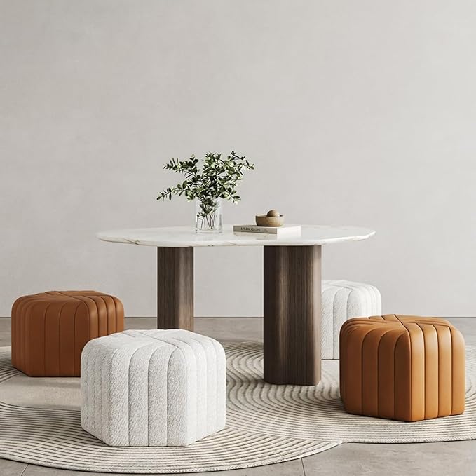 homary 18.5" Hexagonal Pouf Ottoman Upholstered, Velvet Footrest Rest Stools Modern Sofa Footrest Entryway Shoe Changing Stool, Low Coffee Table Footstool for Living Room/Bedroom/Entrway-Brown-Ruum Studio Home