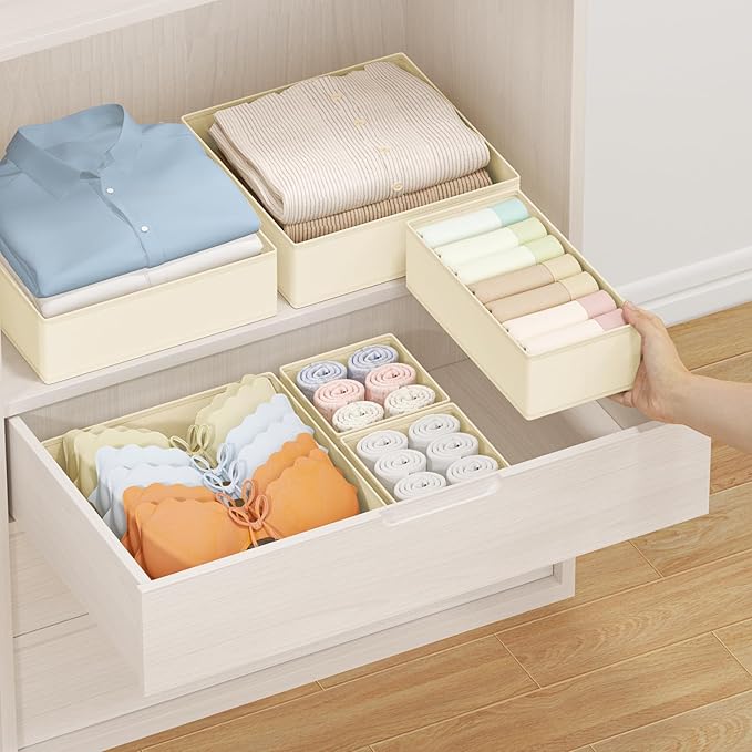 DIMJ Drawer Organizer Clothes 24 Pack - Foldable Baby Organizers and Storage & Dresser Organizer for Bedroom, Closet - Nursery Organization Dresser Dividers for underwear, Sock,Bra, Belt, Tie-Ruum Studio Home