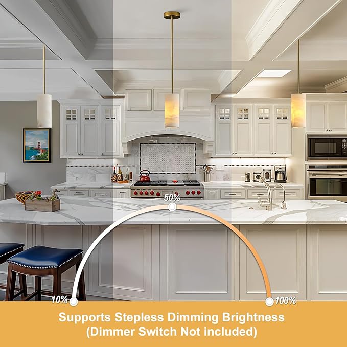 Alabaster Pendant Light Kitchen Island, H-9.5in Brass Pendant Light Fixtures with Natural Marble Shade, Adjustable Ceiling Pendant for Dining Room, Living Room, Bedroom & Bathroom-Ruum Studio Home
