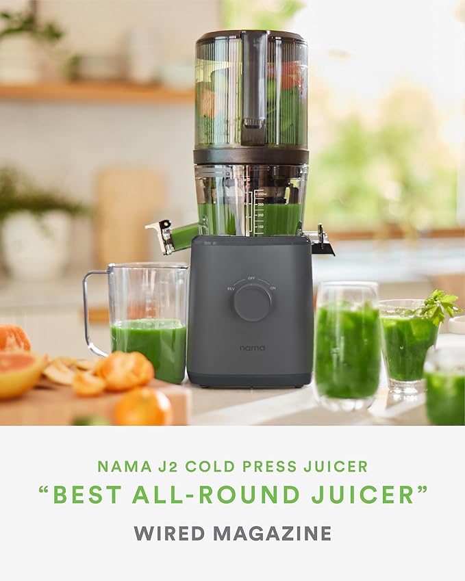 Nama J2 Cold Press Juicer – Self Feeding for Hands-Free Operation with Wide Mouth Hopper for Whole Recipe Loading, Zero Waste Masticating Juicer For More Juice, Less Pulp – Easy Cleanup & Assembly-Ruum Studio Home