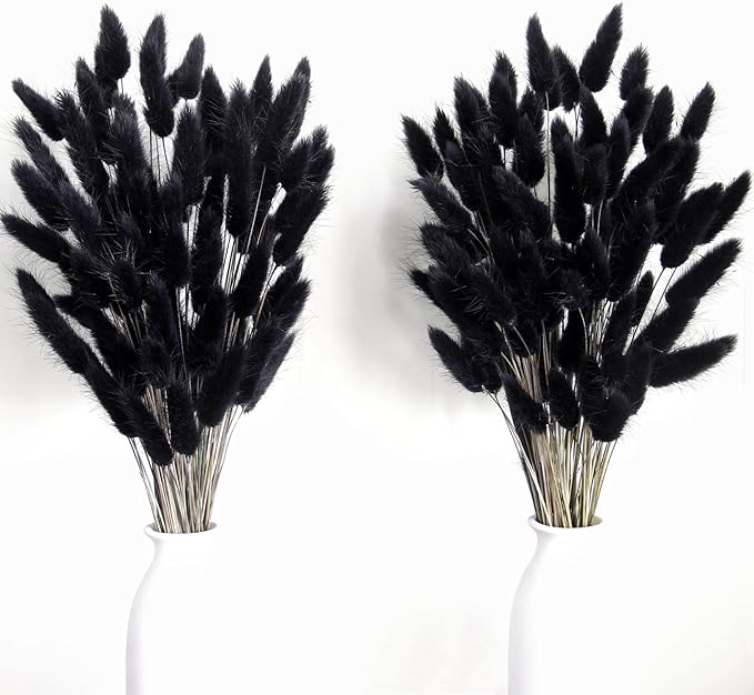 115 PCS Black Pampas Grass Bouquet, Boho Table Decor, Black Bunny Tails Dried Flowers, Dried Pampas Grass for Weddings, Home Decor, Rustic Parties, and Baby Shower Decorations-Ruum Studio Home