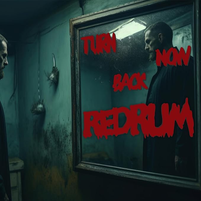 Wooden Halloween Decorations Stickers Bloody Halloween Decals for Mirror Wall Window Peel and Stick Happy Halloween Wall Sticker Redrum Door Sign Outdoor Indoor Decor Holiday Party Supply Photo Props-Ruum Studio Home