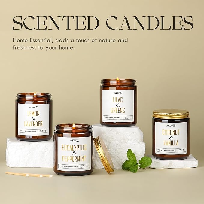 AOOVOO Coconut Vanilla Candles - 9 oz Scented Candles, Aromatherapy Candle, Soy Candle for Home Scented-Ruum Studio Home