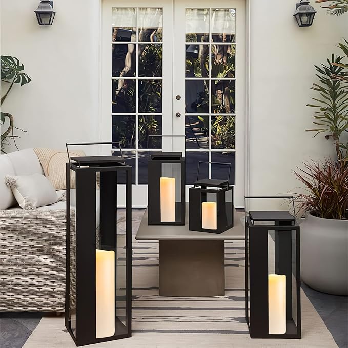 5plots 4" x 10" Single Waterproof Outdoor Flameless Candles, Battery Operated Flickering LED Pillar Candles with Remote and Timers for Indoor Outdoor Lanterns, Long Lasting, Large-Ruum Studio Home