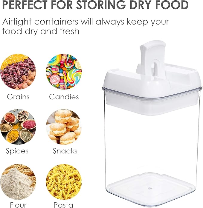 Vtopmart 6 PCS Airtight Food Storage Containers, BPA Free Plastic Snack Containers with Easy Lock Lids, for Kitchen Pantry Organization and Storage, Include 24 Labels, 0.8L-Ruum Studio Home