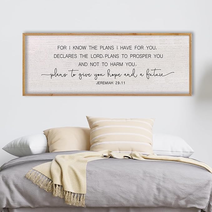 LuZhiQiang Bible Verse Jeremiah 29:11 Wall Art 40"x15" Large Scripture Christian Blessing Decor Plans To Give You Hope And A Future Sign (Wood)-Ruum Studio Home