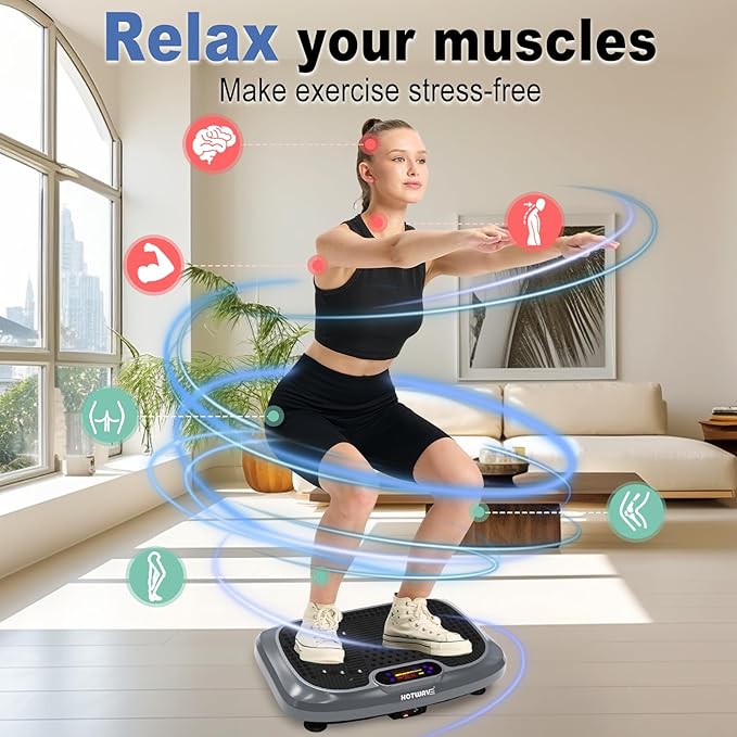 HOTWAVE Vibration Plate Exercise Machine for Lymphatic Drainage, Power Vibrating Plates Platform for Weight Loss - Whole Body Shaker Vibration Plate Machine Home Gym Shaping Fitness Workout-Ruum Studio Home