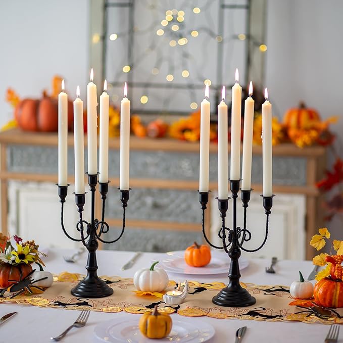 Sziqiqi Black Candelabra Candle Holder - Candle Holders for Candlesticks Set of 2 Metal Candelabrum Stand for Wedding Christmas Table Centerpieces Decor-Ruum Studio Home
