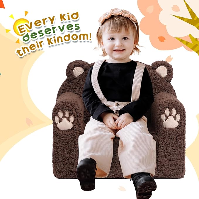 ALIMORDEN Animal Series Kid's Chair, Ultra-Soft Comfy Foam Filled Toddler Sofa Chair, Cute Animal-Shaped Design Toddler Couch, Lightweight Birthday for Baby Boys & Girls (Chocolate Bear)-Ruum Studio Home